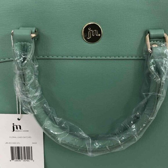 NWT Jessica Moore Floral Lined Satchel Sage w/Dustbag - Picture 2 of 6